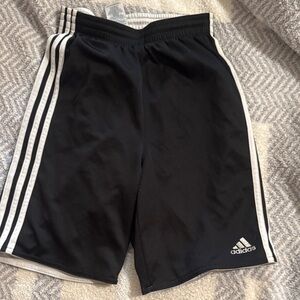 Adidas Black Shorts with White Stripes